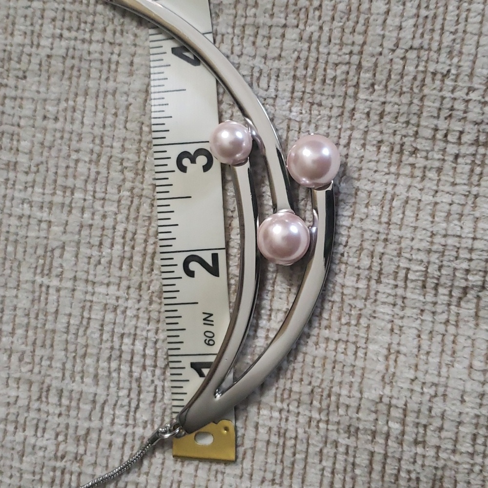 WHBM Necklace Silver Plated & Pink Pearl's + Matching earrings - Picture 6 of 14